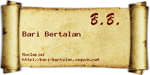 Bari Bertalan névjegykártya